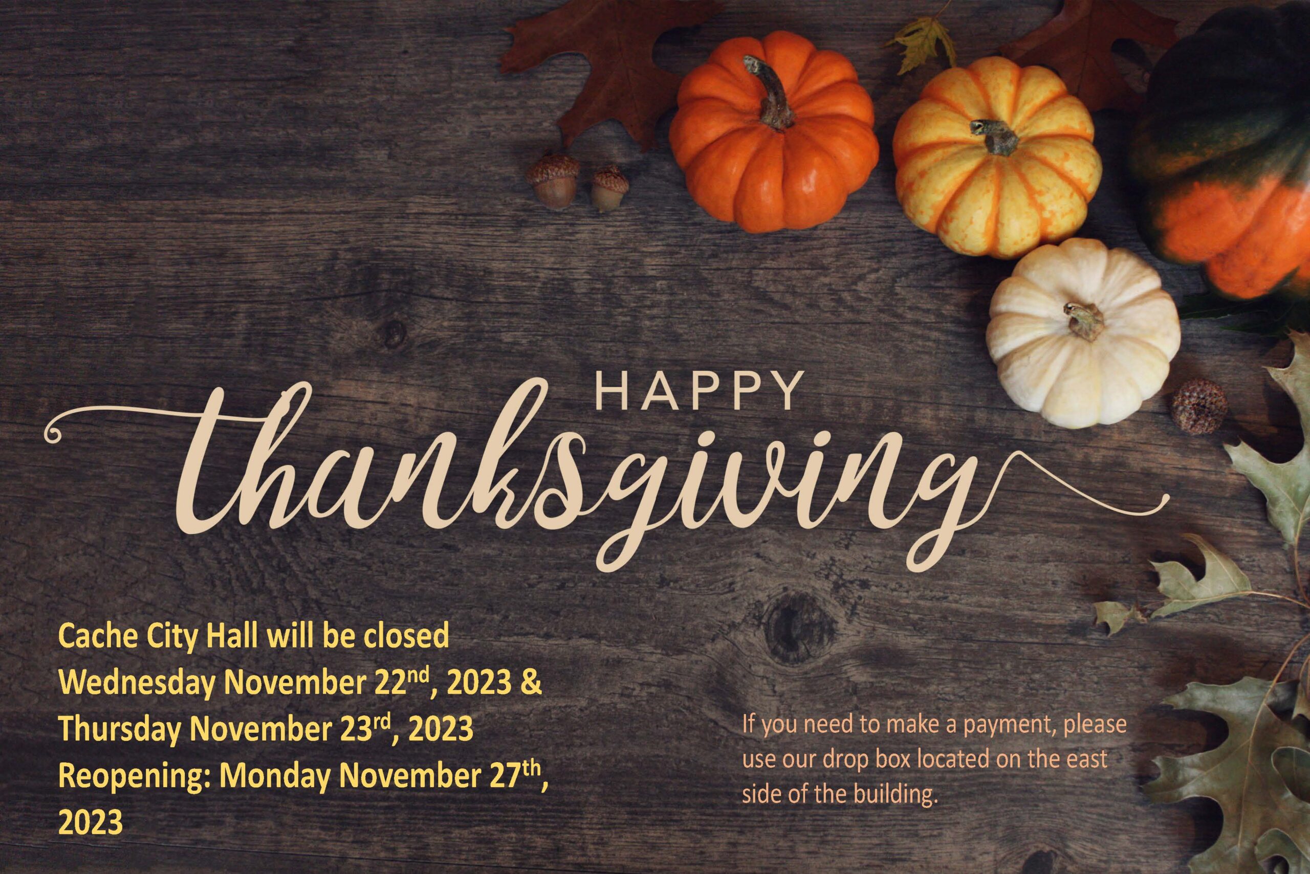 City Hall Closed for Thanksgiving - City of Cache